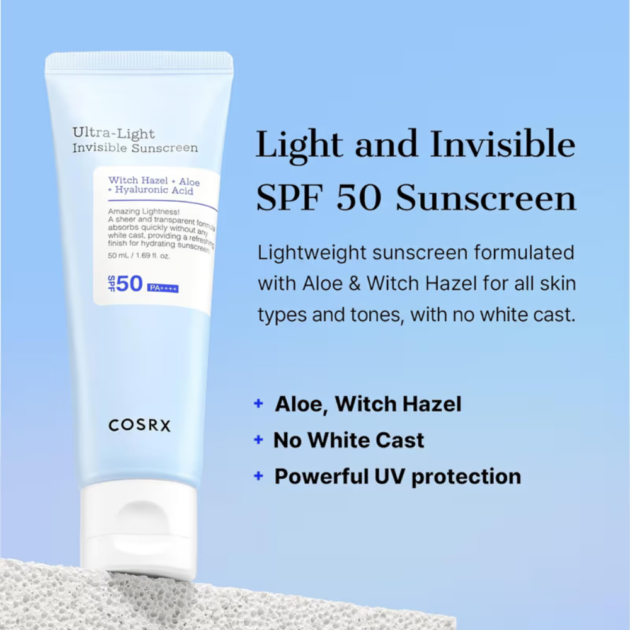 COSRX Ultra-Light Invisible Sunscreen SPF50 PA++++ (50ml) - Image 3