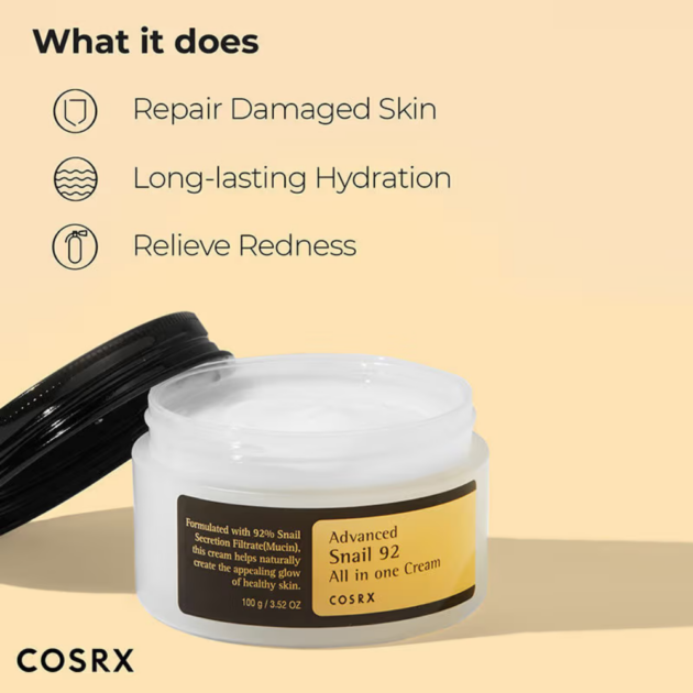 COSRX Advanced Snail Mucin 92 All In One Cream with Hyaluronic Acid (100gm) - Image 4