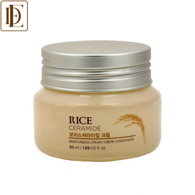 The Face Shop Rice & Ceramide Moisturizer - Korean Day Cream for Barrier Repair & Glass Skin Glow (50ml)