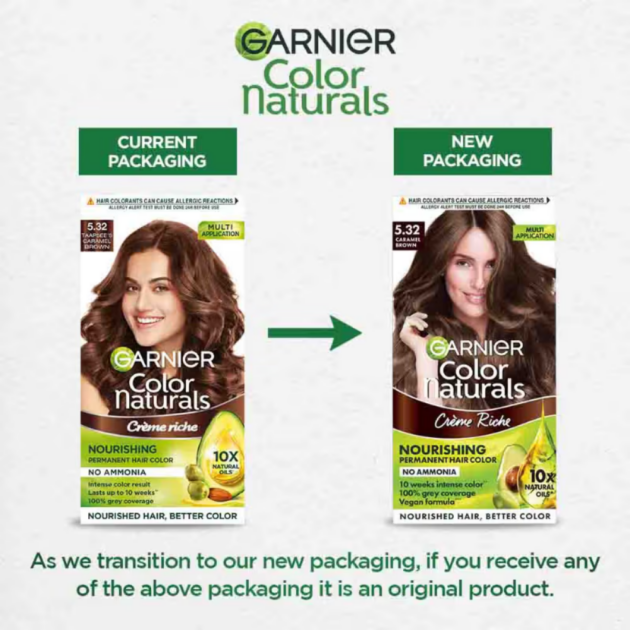 Garnier Hair Colouring Creme Shade:5.32 Caramel Brown (70ml + 60gm) - Image 2