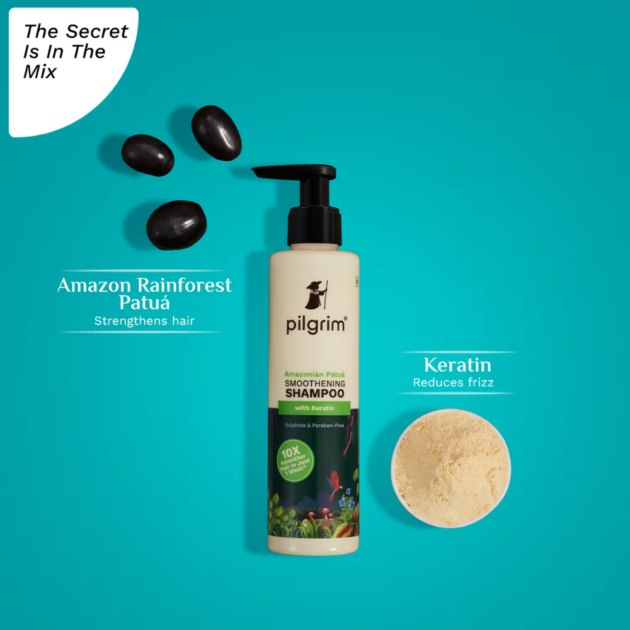 Pilgrim Patua & 10X Keratin Smoothening Shampoo For Dry & Frizzy Hair (200ml) - Image 3