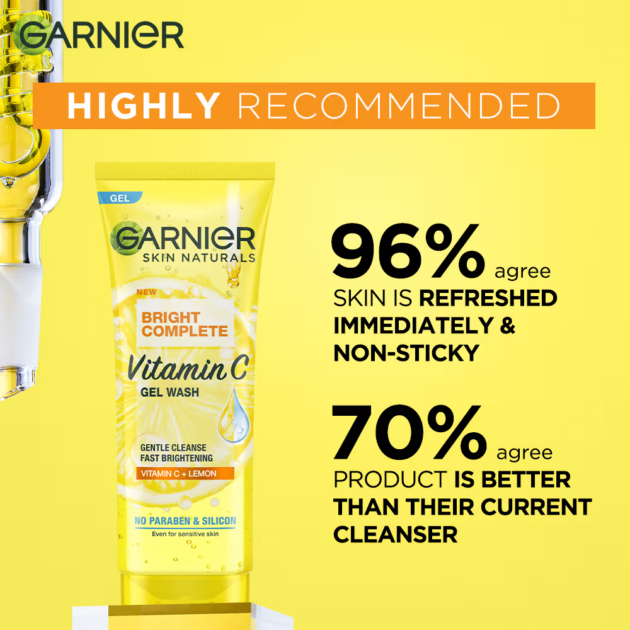 Garnier Bright Complete Vitamin C Gel Facewash (100g) - Image 5
