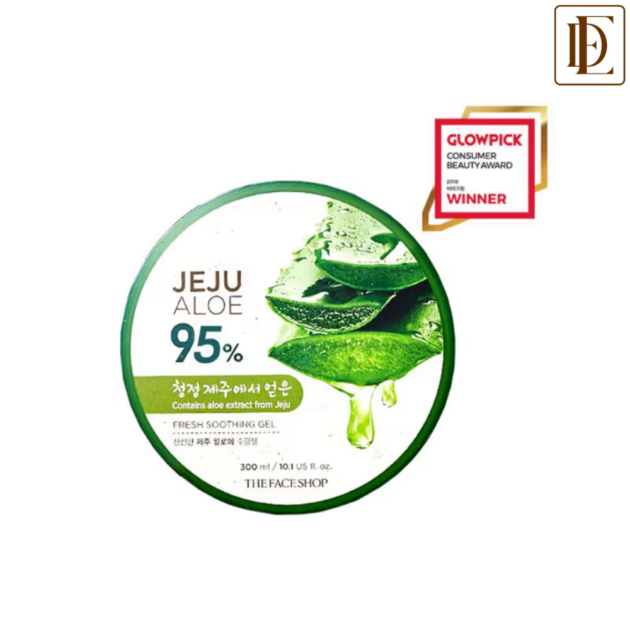 The Face Shop Korean Jeju Aloe Vera Soothing Gel with Vitamin E for Face, Body & Hair (300ml)