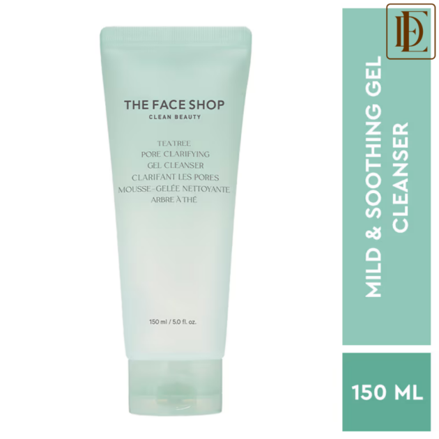 The Face Shop Tea Tree Gel Cleanser - Korean Face Wash with AHA, BHA, PHA & Hyaluronic Acid for Acne (150ml)