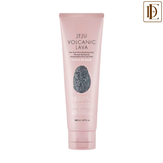The Face Shop Jeju Volcanic Lava Anti Dust Pore Cleansing Foam, Face Wash For Deep Skin Cleansing (140ml)