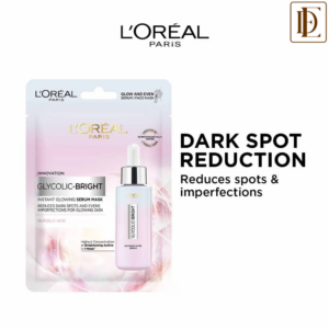 L'Oreal Paris Glycolic Bright Glowing Serum Sheet Mask, Face Mask for Glowing Skin (22g)