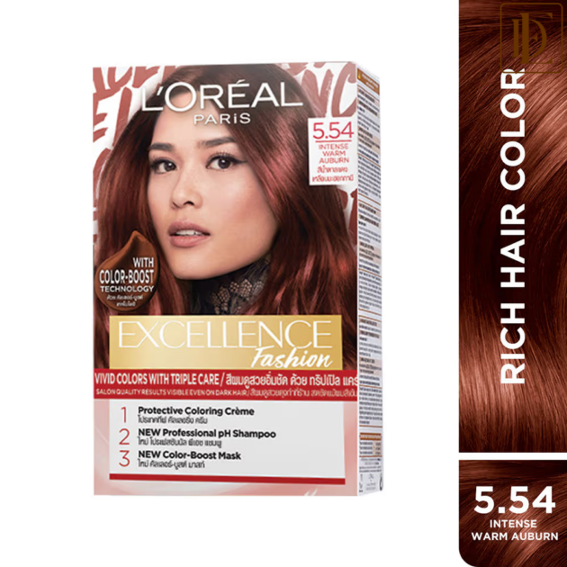 L'Oreal Paris Excellence Fashion Hair Color - Shade 5.54 Intense Warm Auburn (172ml)