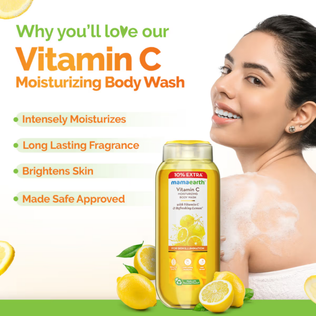 Mamaearth Vitamin C Moisturizing Body Wash (275ml) - Image 2