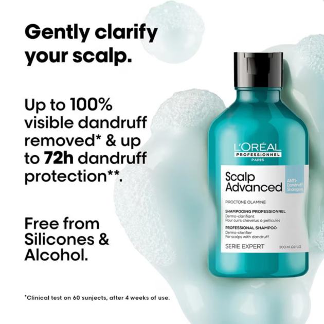 L'Oreal Professionnel Scalp Advanced Anti-Dandruff Dermo-Clarifier Shampoo (300ml) - Image 5