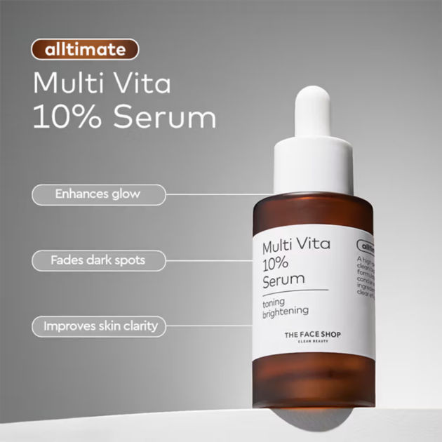 The Face Shop Alltimate Multi Vita 10% Serum - Vitamin C Brightening & Illuminating Korean Skincare (30ml) - Image 2