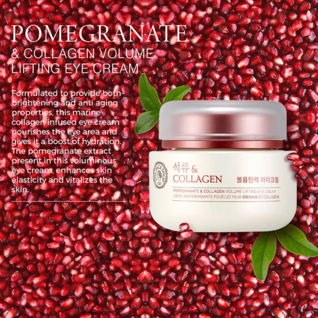 The Face Shop Pomegranate & 10% Collagen Korean Under Eye Cream for Dark Circles & Wrinkles (50ml) - Image 2