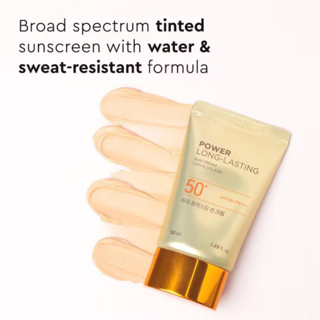 The Face Shop Power Long-Lasting SPF 50+ Pa+++ Tinted Sunscreen, Evens Skin Tone & Water Resistant (50ml) - Image 2