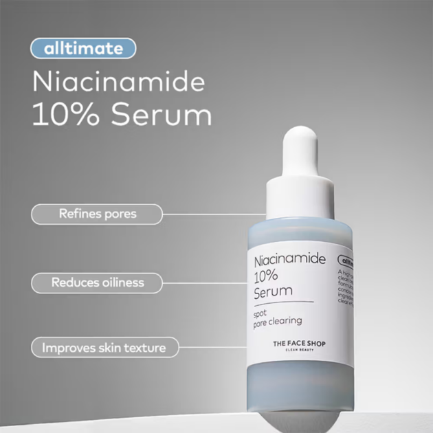 The Face Shop Alltimate Niacinamide 10% Korean Serum - Reduces Oil & Minimizes Pores, for Oily Skin (30ml) - Image 2