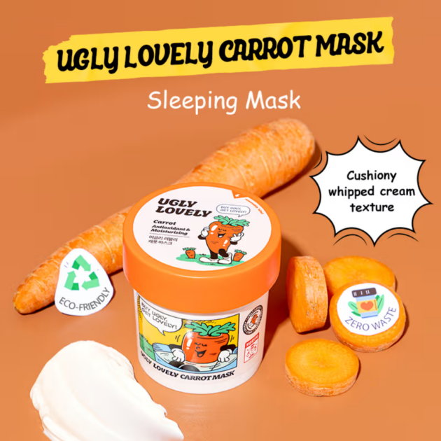 The Face Shop Vegan Ugly Lovely Carrot Sleeping Mask - Korean Moisturizer with Panthenol & Vitamin E (100ml) - Image 2