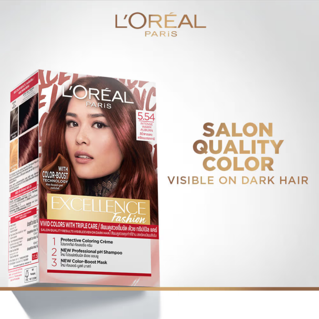 L'Oreal Paris Excellence Fashion Hair Color - Shade 5.54 Intense Warm Auburn (172ml) - Image 2