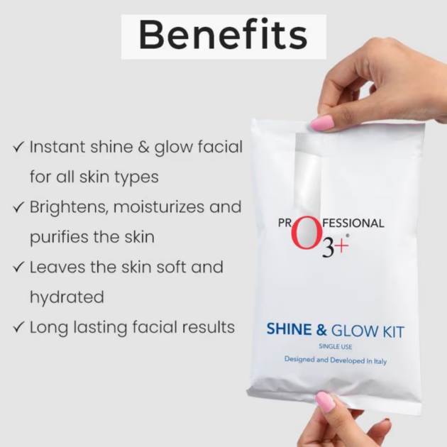 O3+ Shine & Glow Facial Kit For Instant Glow (32gm+6ml) - Image 2