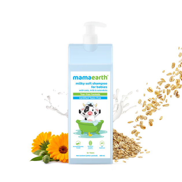 Mamaearth Milky Soft Shampoo With Oats, Milk And Calendula For Babies (400ml) - Image 3