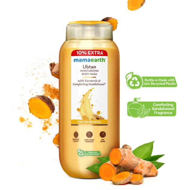 Mamaearth Ubtan Moisturizing Body Wash With Turmeric & Saffron (275ml) - Image 3