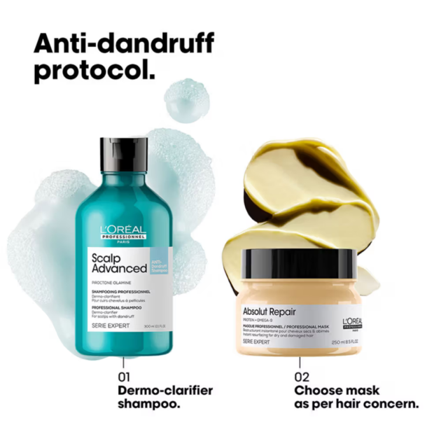L'Oreal Professionnel Scalp Advanced Anti-Dandruff Dermo-Clarifier Shampoo (300ml) - Image 4