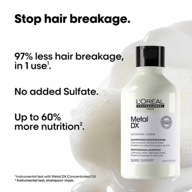 L'Oreal Professionnel Metal DX Anti-Metal Sulfate-Free, Cleansing Cream Shampoo (300ml) - Image 4