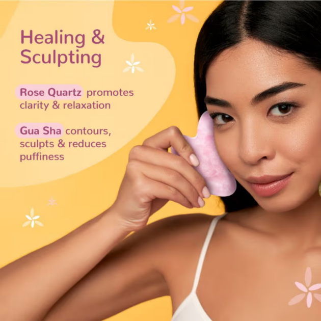 Caresmith Bloom Rose Quartz Gua Sha Face Massage Tool Face Massager for Women (1Pcs) - Image 3