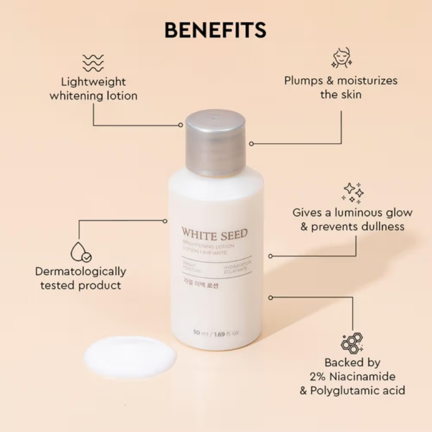 The Face Shop White Seed Brightening Lotion - Korean Moisturizer With Niacinamide for Even Skin Tone (50ml) - Image 3