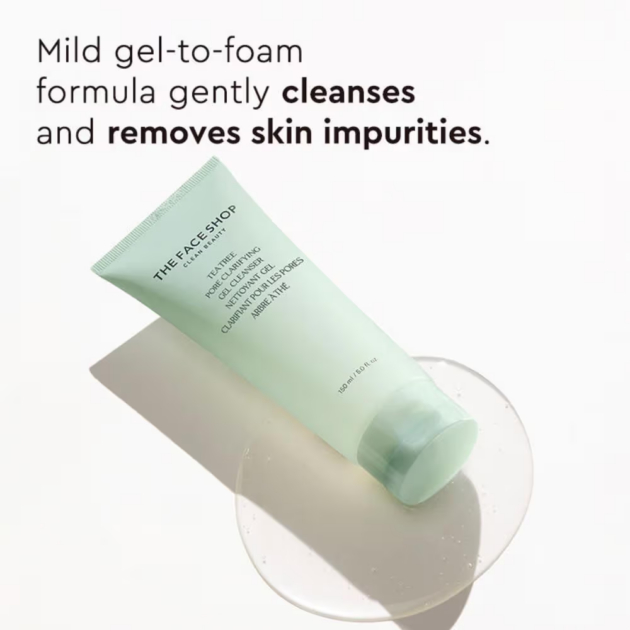 The Face Shop Tea Tree Gel Cleanser - Korean Face Wash with AHA, BHA, PHA & Hyaluronic Acid for Acne (150ml) - Image 3