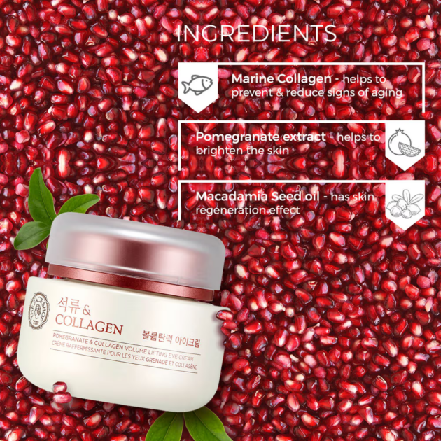 The Face Shop Pomegranate & 10% Collagen Korean Under Eye Cream for Dark Circles & Wrinkles (50ml) - Image 3