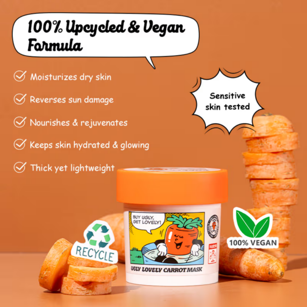 The Face Shop Vegan Ugly Lovely Carrot Sleeping Mask - Korean Moisturizer with Panthenol & Vitamin E (100ml) - Image 3