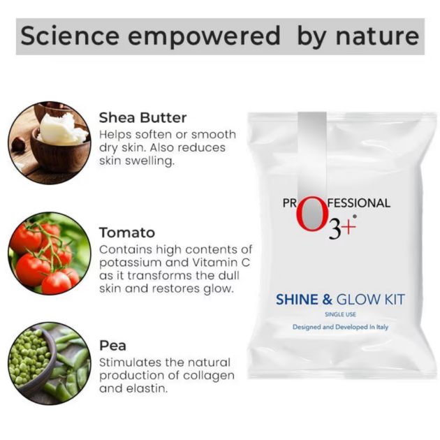 O3+ Shine & Glow Facial Kit For Instant Glow (32gm+6ml) - Image 3