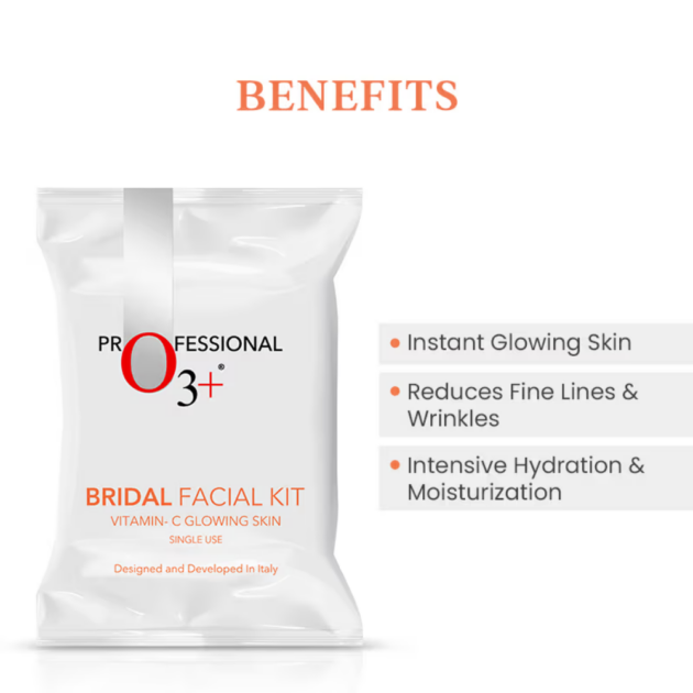 O3+ Bridal Facial Kit Vitamin C Glowing Skin (67gm+69ml) - Image 3