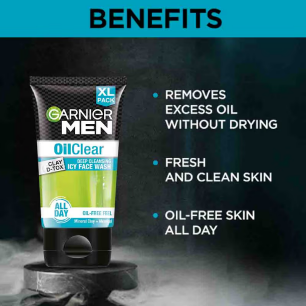 Garnier Men Oil Clear Clay D - Tox Facewash (150g) - Image 4