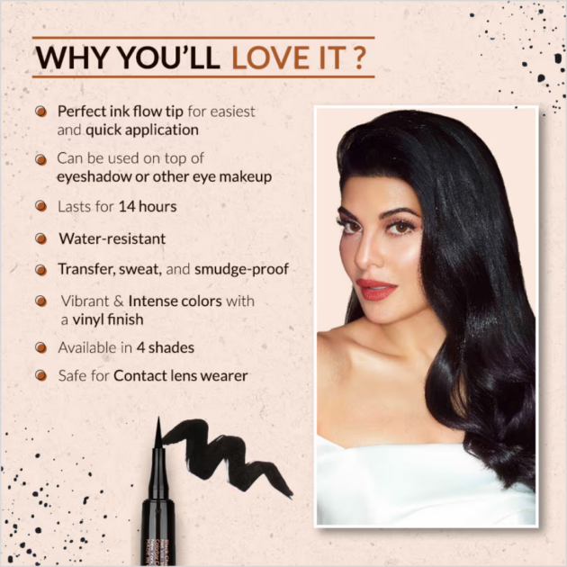 Colorbar X Jacqueline Wink With Love 14hrs Stay Eyeliner - Black Charm-001 (1ml) - Image 5