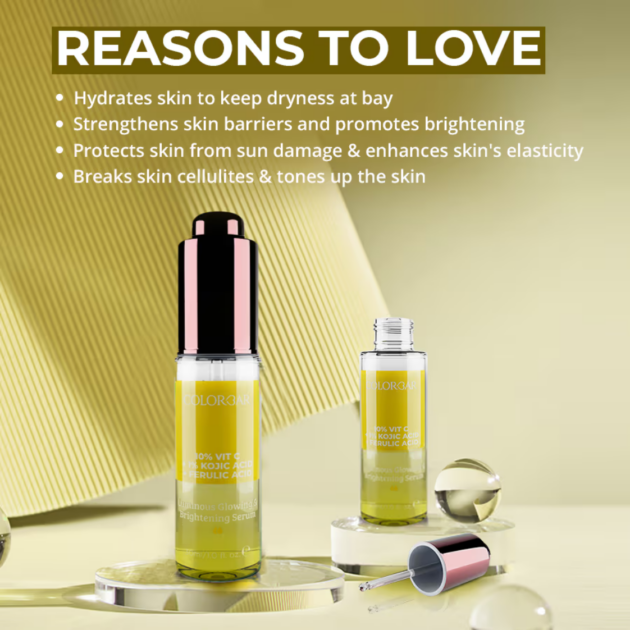 Colorbar Luminous Glowing & Brighteing Serum (10% Vit C + 1% Kojic Acid + Ferulic Acid) (30ml) - Image 4