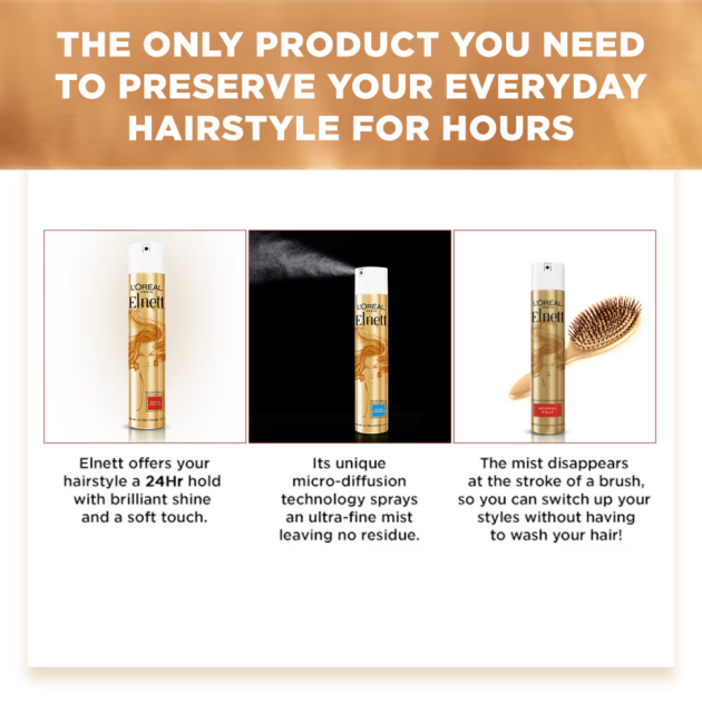 L'Oreal Paris Elnett Satin Normal Hold Hair Spray (400ml) - Image 4