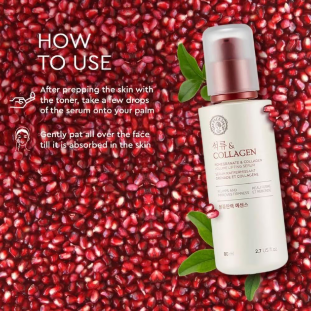 The Face Shop Pomegranate & 10% Collagen Serum - Best Anti Aging Korean Serum with Hyaluronic Acid (80ml) - Image 4