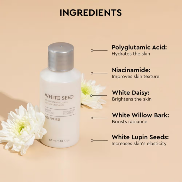 The Face Shop White Seed Brightening Lotion - Korean Moisturizer With Niacinamide for Even Skin Tone (50ml) - Image 4