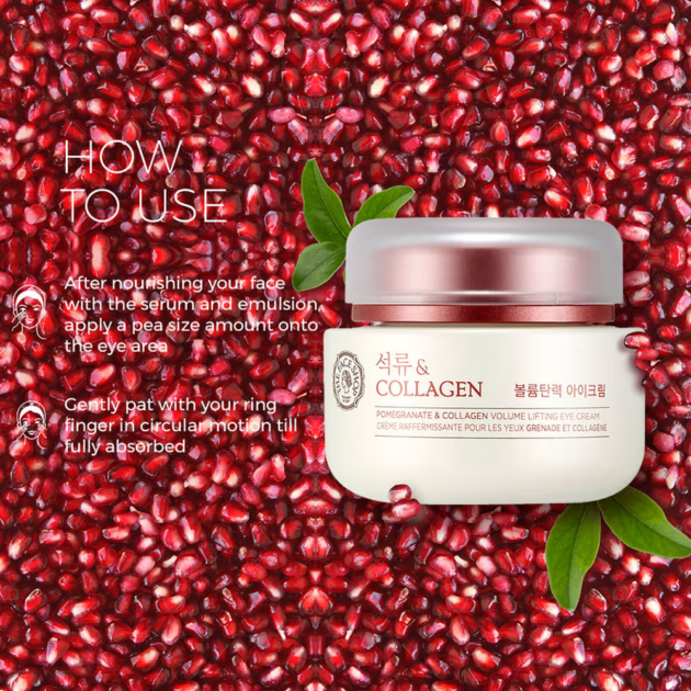 The Face Shop Pomegranate & 10% Collagen Korean Under Eye Cream for Dark Circles & Wrinkles (50ml) - Image 4