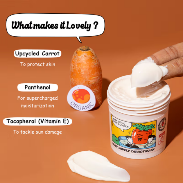 The Face Shop Vegan Ugly Lovely Carrot Sleeping Mask - Korean Moisturizer with Panthenol & Vitamin E (100ml) - Image 4