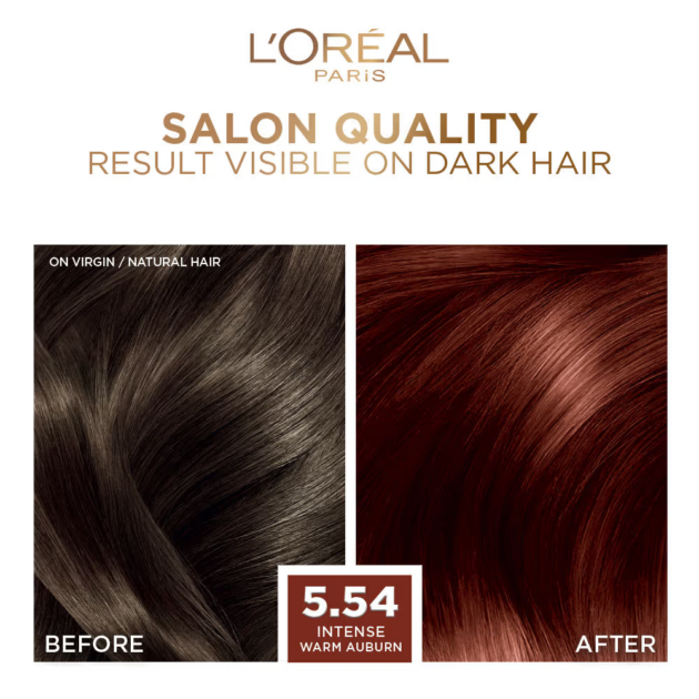 L'Oreal Paris Excellence Fashion Hair Color - Shade 5.54 Intense Warm Auburn (172ml) - Image 4