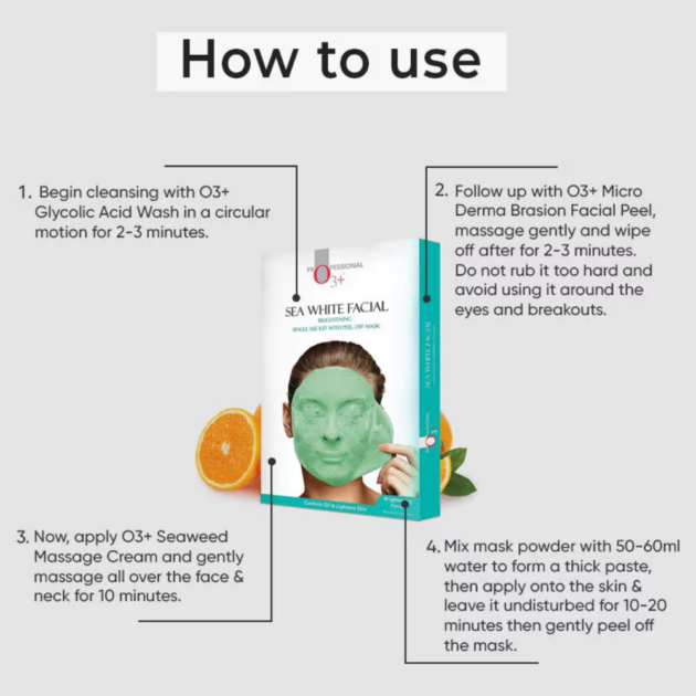 O3+ Sea White Facial With Brightening Peel Off Mask (40g + 5ml) - Image 4