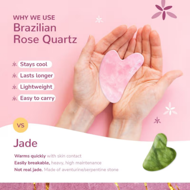 Caresmith Bloom Rose Quartz Gua Sha Face Massage Tool Face Massager for Women (1Pcs) - Image 5