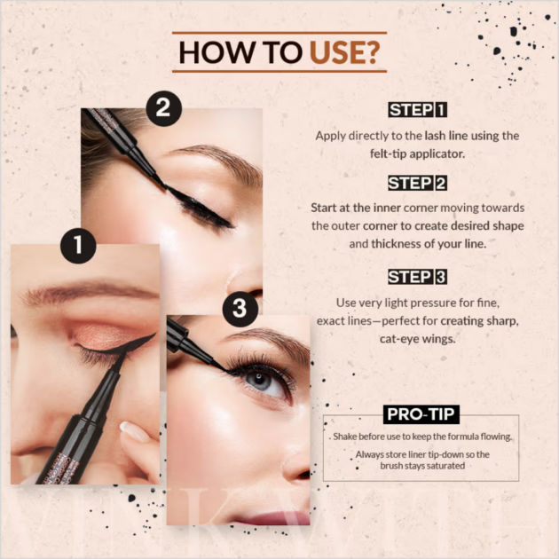 Colorbar X Jacqueline Wink With Love 14hrs Stay Eyeliner - Black Charm-001 (1ml) - Image 4