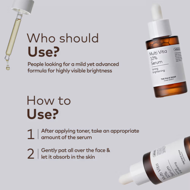 The Face Shop Alltimate Multi Vita 10% Serum - Vitamin C Brightening & Illuminating Korean Skincare (30ml) - Image 5