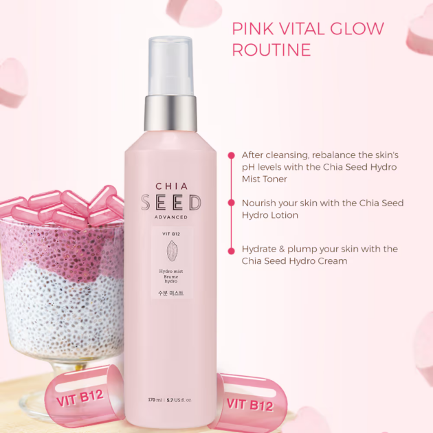 The Face Shop Chia Seed Hydro Mist with Vit B12 & Hyaluronic Acid, Mist Toner for 24HR Hydration (165ml) - Image 5