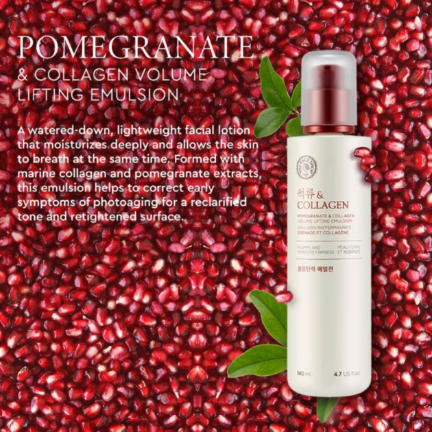 The Face Shop Pomegranate & Collagen Emulsion - Anti Aging Korean Moisturizer with Hyaluronic Acid (140ml) - Image 3
