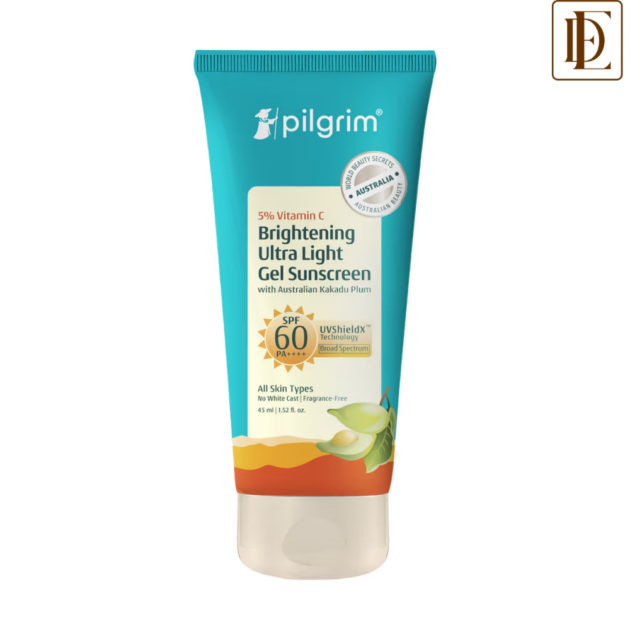 Pilgrim 5% Vitamin C Brightening Ultra Light Gel Sunscreen SPF 60 PA++++ With Australian Kakadu Plum (45ml)