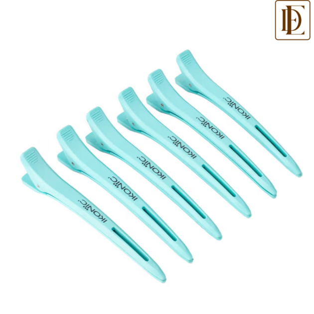 Ikonic Professional Carbon Section Clips - Teal (6 pcs)