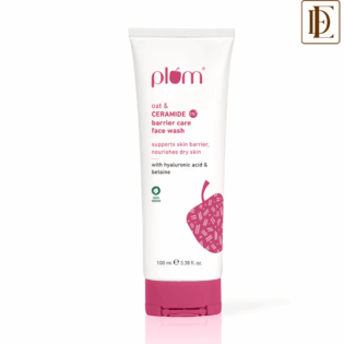 Plum 1% Ceramide & Oat Barrier Care Face Wash, Nourishes Dry Skin & Strengthens Barrier (100ml)