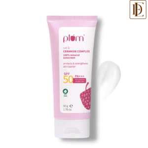 Plum Ceramide & Oat Mineral Sunscreen SPF 50 PA+++ Protects Skin Barrier, For Dry To Normal Skin (50g)